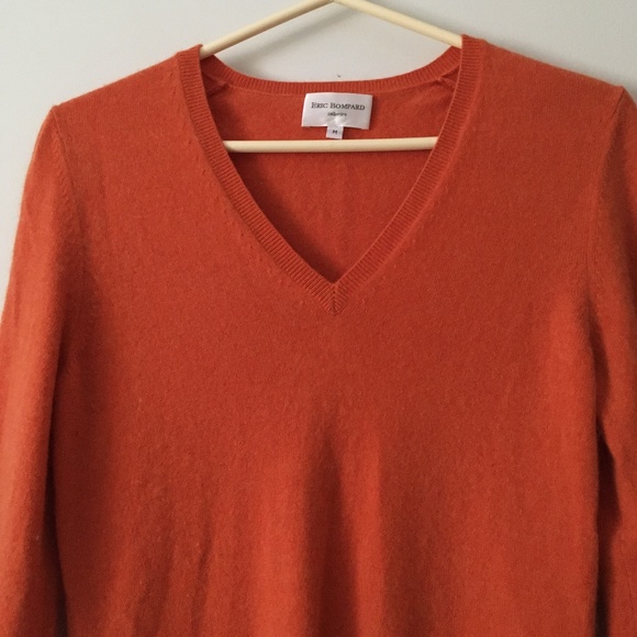 ERIC BOMPARD Orange 100% Cashmere V Neck Sweater M - Picture 3 of 7
